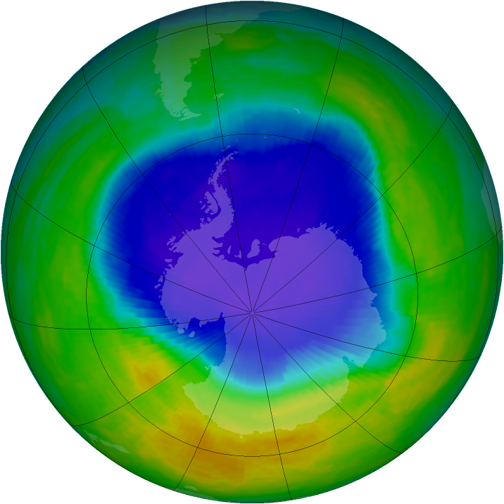 Antarctic ozone map for 06 November 1993